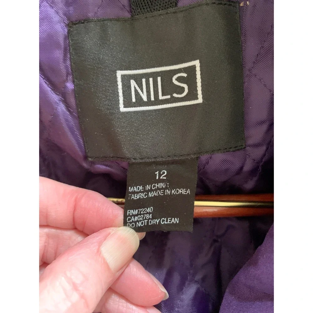 NILS Purple Hooded Ski Jacket Women's Size 12 Winter Coat Warm Puffer‎ Outerwear